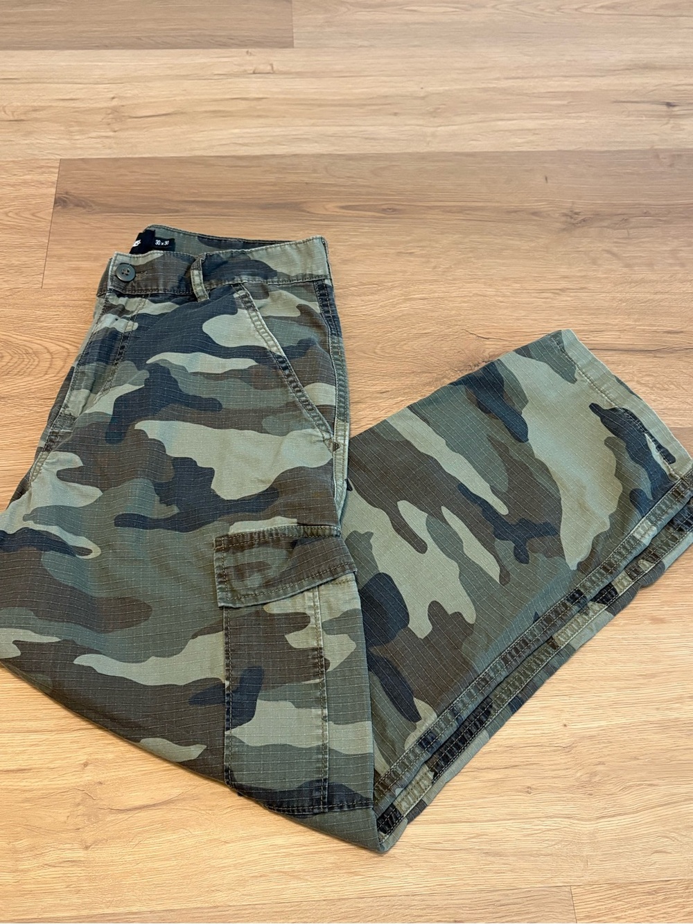 RSQ Loose Camouflage Cargo Pants - Army Green Men’s 30x30 Streetwear 100% Cotton